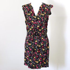 Old Navy Black Floral Button Front Dress XS